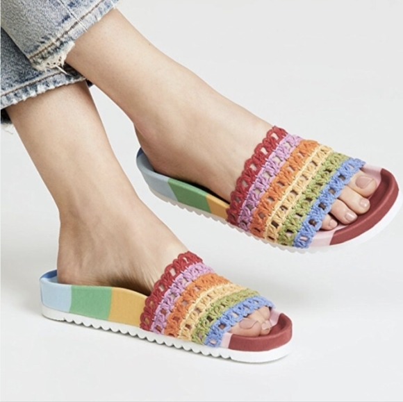 Jeffrey Campbell Rainbow Crochet Slide Sandals EU 39 US 8 - Picture 1 of 6